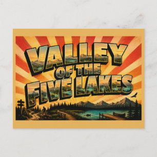 Valley of the Five Lakes AB Turquoise Lakes Art Postcard