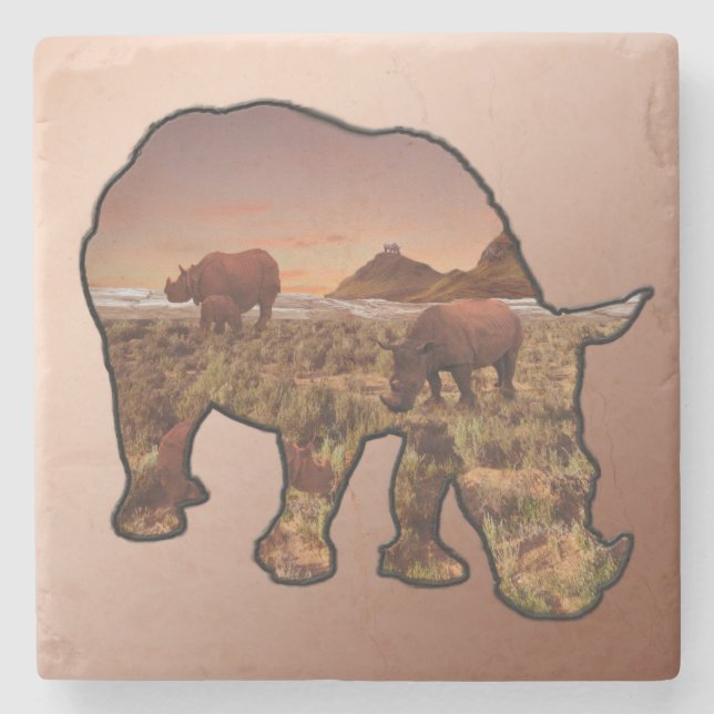 Valley Of The Rhinoceros, Stone Coaster (Front)