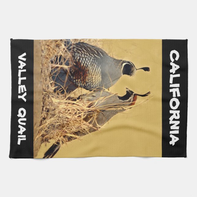 Valley Quail (California) Tea Towel (Horizontal)