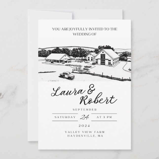 Valley View Farm Massachusetts Custom Venue Design Invitation (Front)