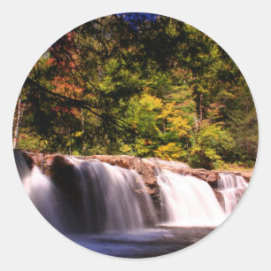 Valley Waterfall Classic Round Sticker