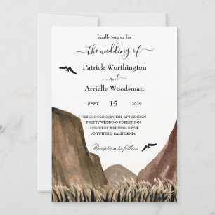 Valley with eagles western wedding invitations