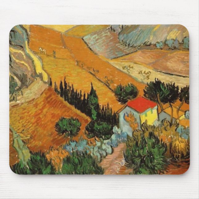 Valley with Ploughman (F727)Van Gogh Fine Art Mouse Mat (Front)
