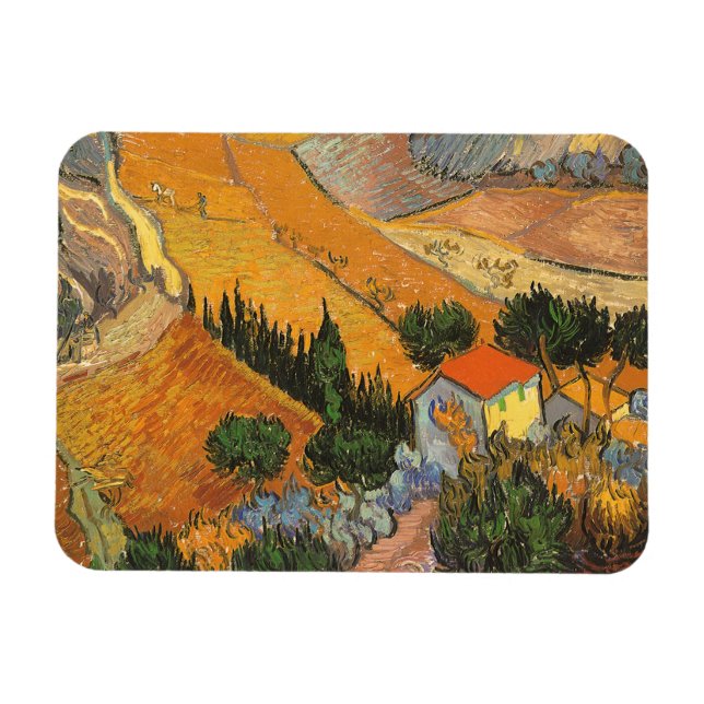 Valley with Plowman by Vincent van Gogh Magnet (Horizontal)