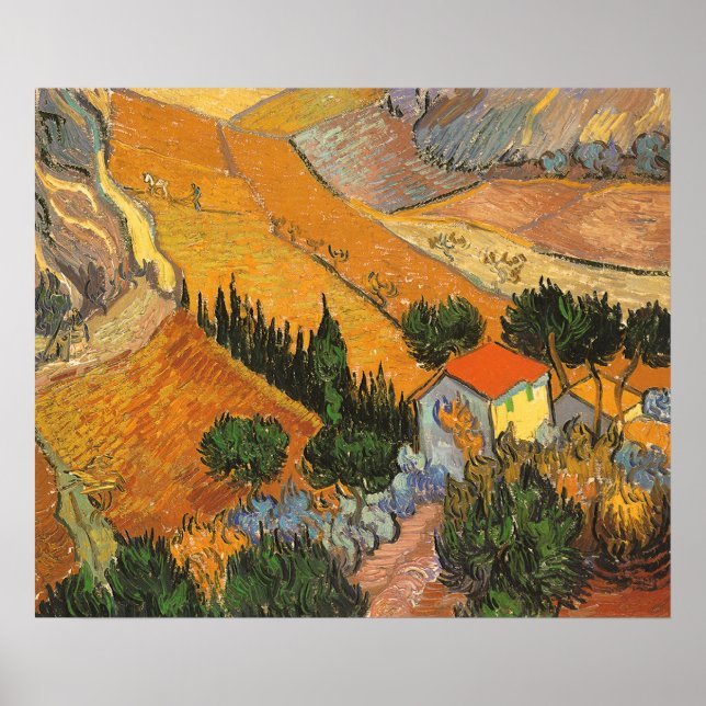 Valley with Plowman by Vincent van Gogh Poster (Front)