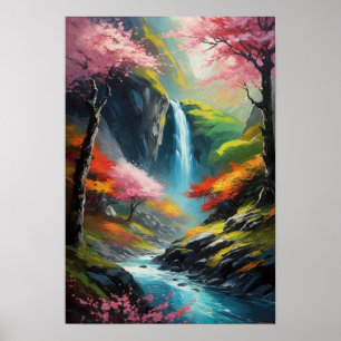 Valley's Whispers, Small Waterfall Poster