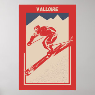 Valloire, Haute Maurienne, Savoie France Retro Ski Poster