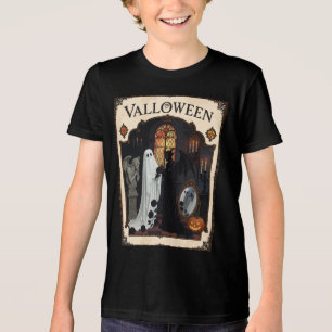 Valloween Ceremony Ghost And Robed Figure Tri-Blend Shirt