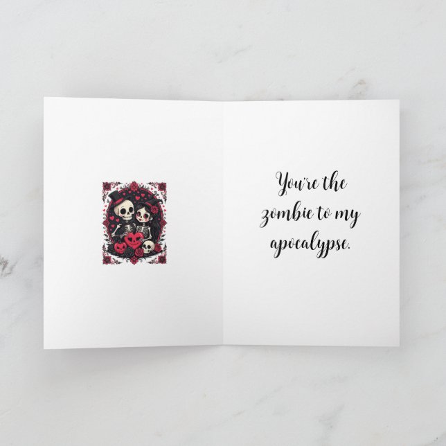 Valloween Loving Skeleton Couple Card (Inside)