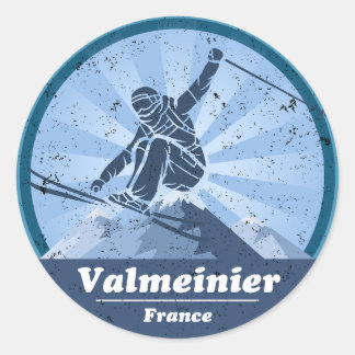 Valmeinier Ski resort - Skier Classic Round Sticker