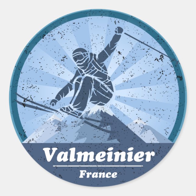 Valmeinier Ski resort - Skier Classic Round Sticker (Front)