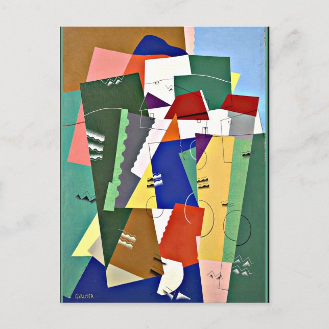 Valmier - Landscape, colourful Cubism artwork Postcard (Front)