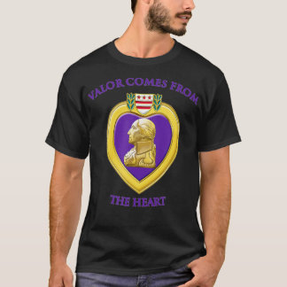 Valour Comes From The Heart Purple Heart Military  T-Shirt