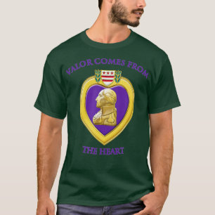 Valour Comes From The Heart Purple Heart Military  T-Shirt
