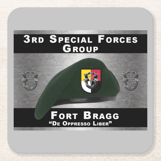 Valour Earned 3rd Special Forces Beret Square Paper Coaster (Front)