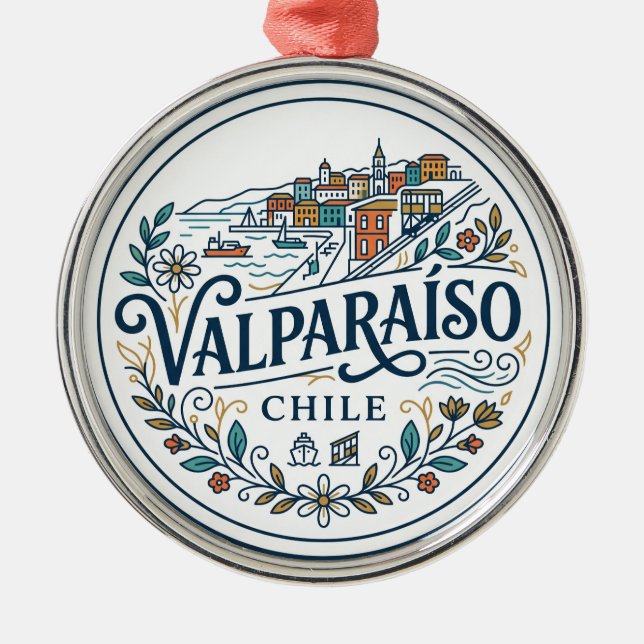 Valparaíso Chile Metal Tree Decoration (Front)