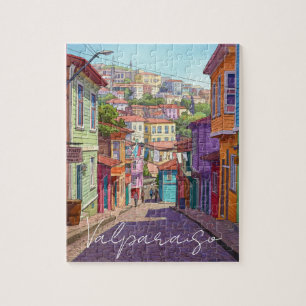 Valparaiso Chile Postcard Watercolor Jigsaw Puzzle