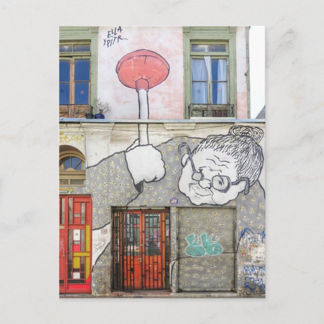 Valparaiso Chile Street Art Door Holiday Postcard (Front)