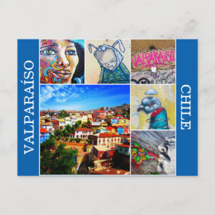 valparaíso colourful art postcard