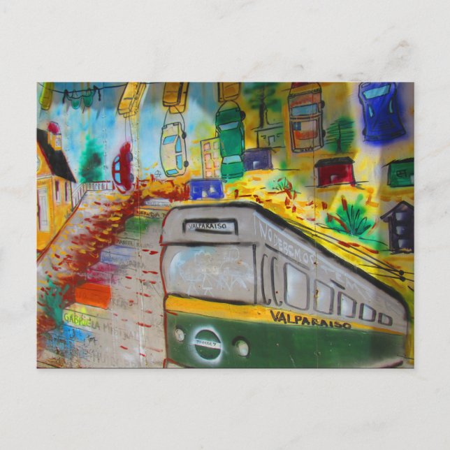 valparaíso funicular art postcard (Front)