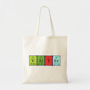 Valter periodic table name tote bag