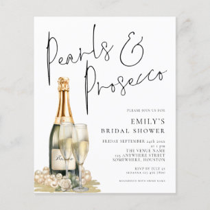 Value Pearls Prosecco Glass Bridal Shower Invite Flyer