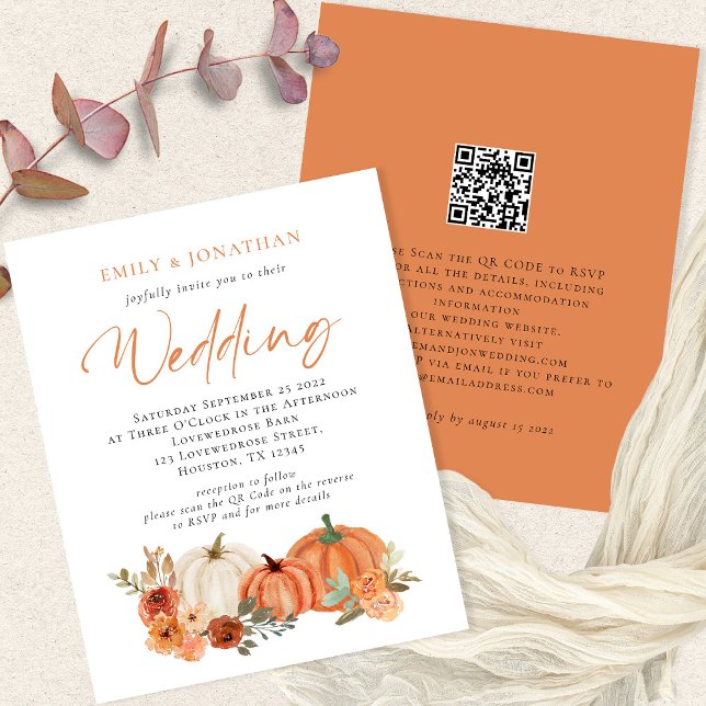 Value Pumpkins Fall Florals QR Wedding Invite Flyer (Creator Uploaded)