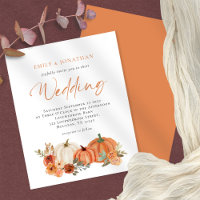 Value Pumpkins Fall Florals Wedding Invitation