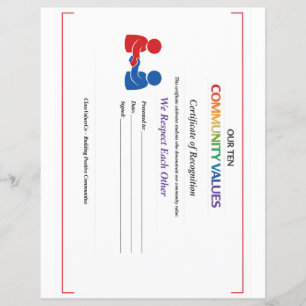 Value Respect Certificate Letterhead Thin Glossy Flyer