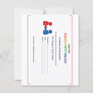Value Respect Certificate Small Peper Sheet