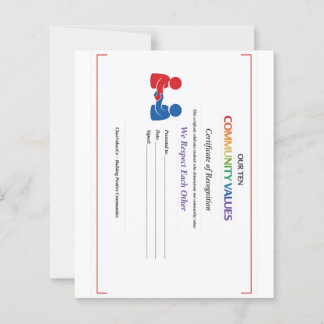 Value Respect Certificate Small Peper Sheet
