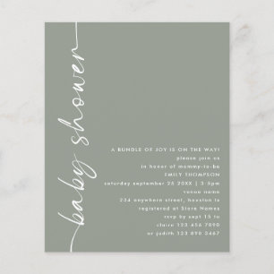 Value Rotated Script Sage Baby Shower Invitation Flyer