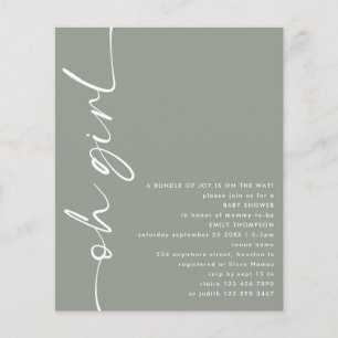 Value Script Oh Girl Sage Baby Shower Flyer