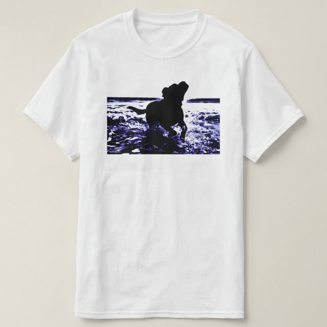 Value t-shirt black lab playing in water (Design Front)