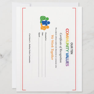 Value Together Certificate Letterhead