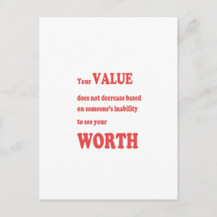 VALUE WORTH wisdom Motivation Spiritual Leader Postcard