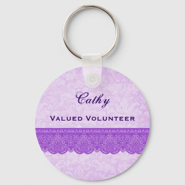 Valued Volunteer Orchid Purple F431 Key Ring (Front)