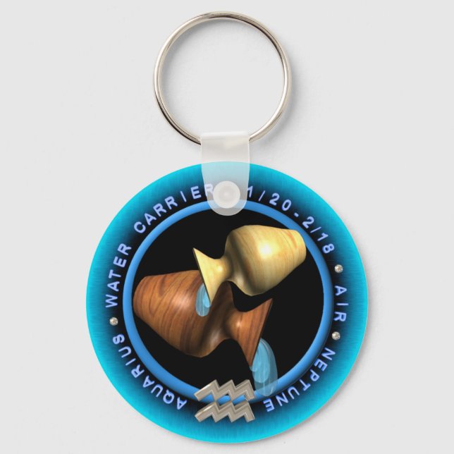 Valxart Aquarius zodiac logo Key Ring (Front)