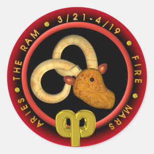 Valxart Aries zodiac logo Classic Round Sticker