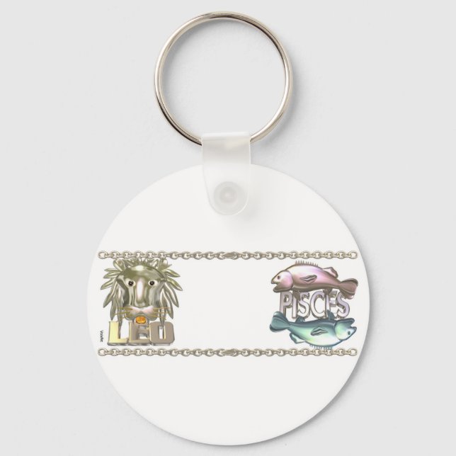 Valxart Leo Pisces zodiac friendship gifts Key Ring (Front)