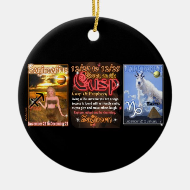 Valxart Zodiac Cusp Sagittarius Capricorn Ceramic Tree Decoration (Front)