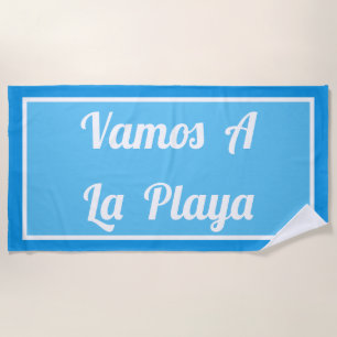 Vamos A La Playa Bright Blue Beach Towel