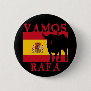 Vamos Rafa With Flag of Spain 6 Cm Round Badge