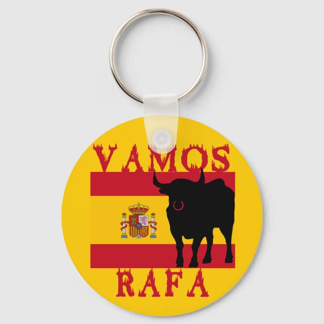 Vamos Rafa With Flag of Spain Key Ring (Front)