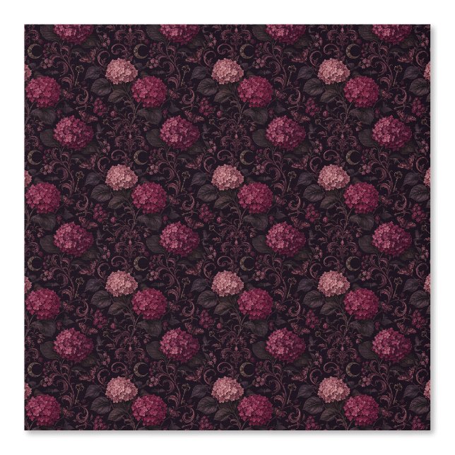 Vamp Romantic Pink Hydrangea Gothic Botanical Wallpaper (Front)