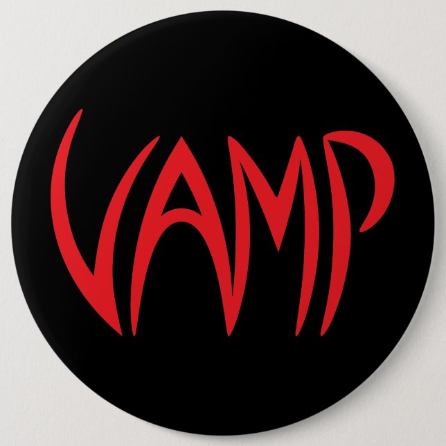 Vamp Text (Black/Red) Version 6 Cm Round Badge (Front)