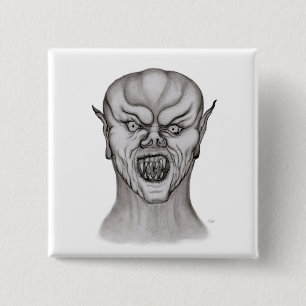 Vampir black and white design 15 cm square badge