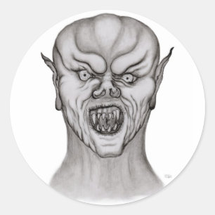 Vampir black and white design classic round sticker