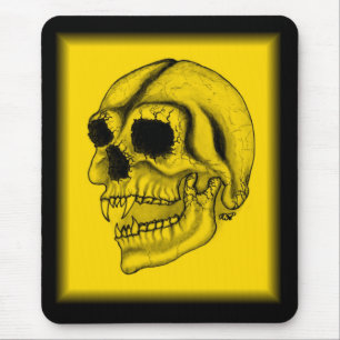 Vampir Schädel schwarz gelb Zeichnung Mouse Mat
