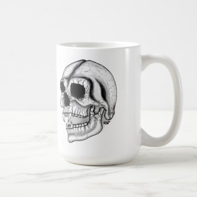 Vampir skull black and white design coffee mug (Right)